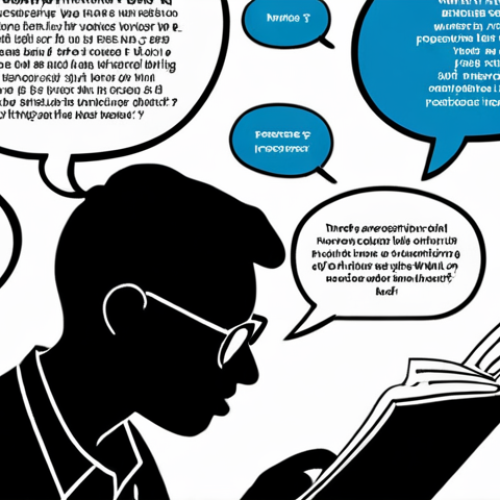 Home 13 **Image Prompt 1: Understanding Research Purpose**
- An illustration of a person reading a research article, with thought bubbles showing questions like "What are the researchers trying to find out?" and "What problems does this study address?" The background features elements symbolizing research, like graphs and charts.